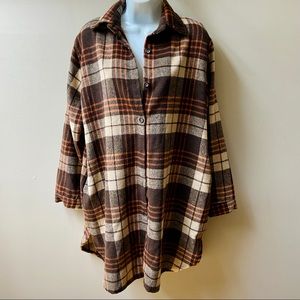 Adora Plaid Shacket Brown Soft Flannel Shirt or Jacket